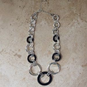 Trifari chunky black and silver necklace